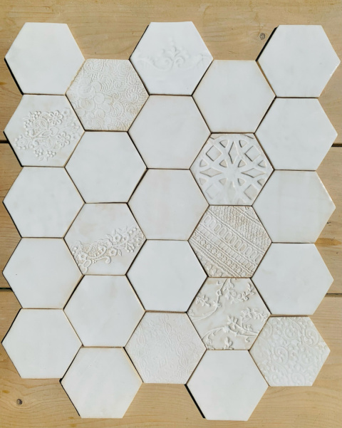 Hexagony duże 13 cm x 14 cm Białe